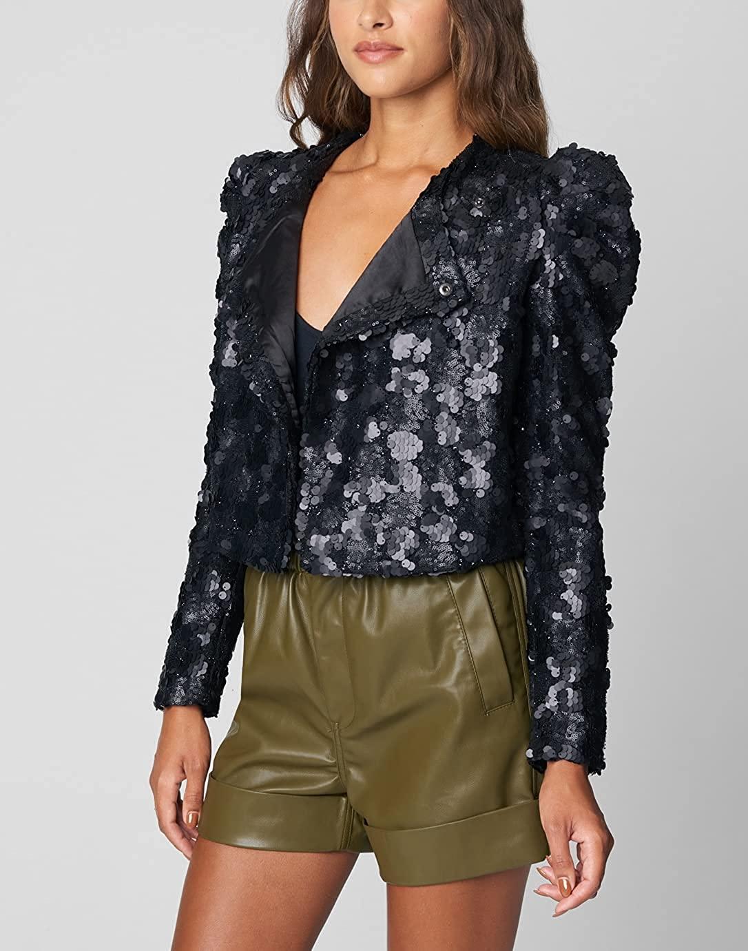 Sequence Puff Sleeve Black Cropped Open Blazer - ZyraLux