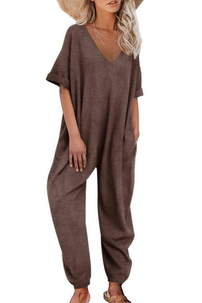 Nelia - v neck loose jumpsuits - ZyraLux