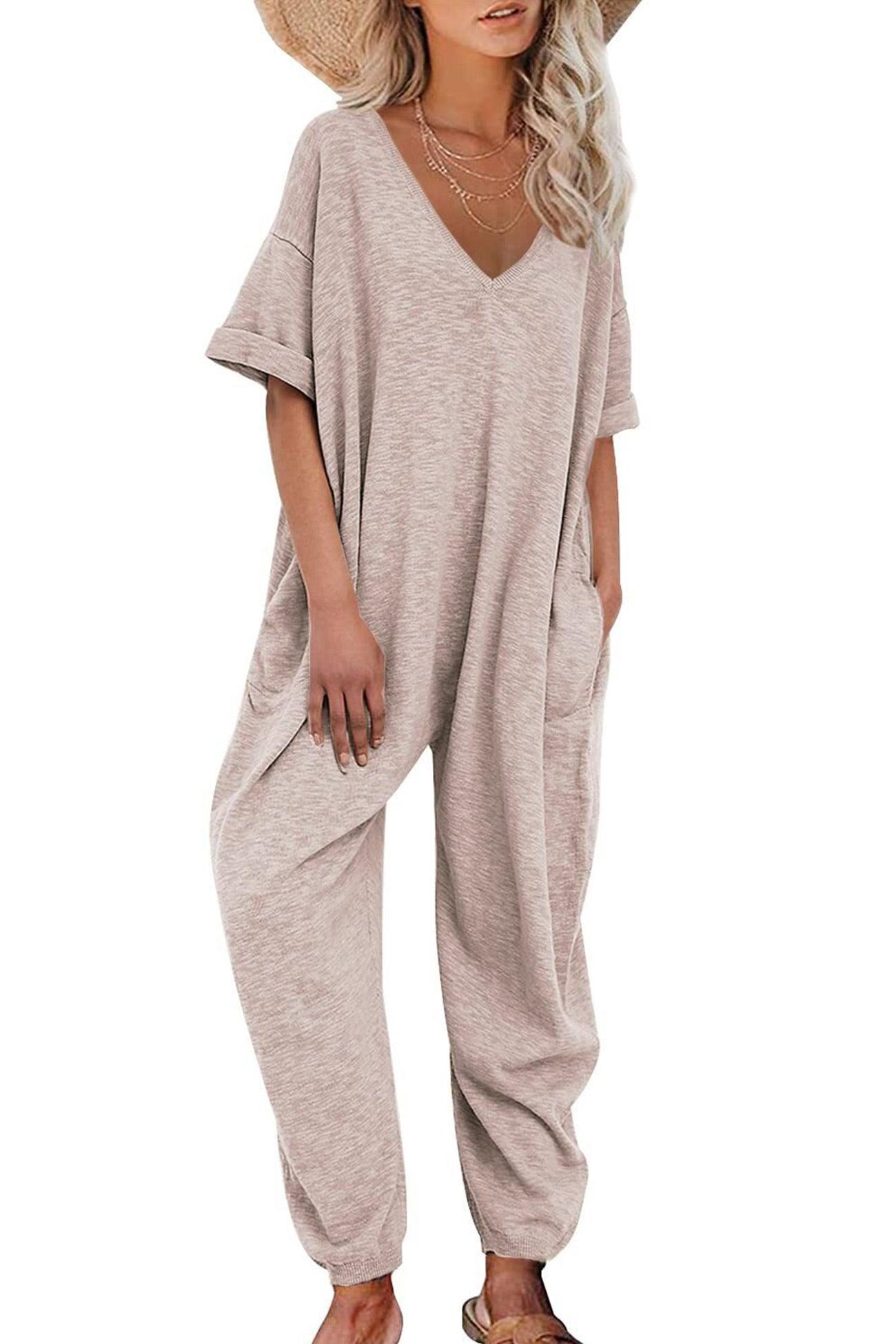 Nelia - v neck loose jumpsuits - ZyraLux