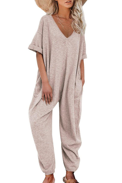 Nelia - v neck loose jumpsuits - ZyraLux