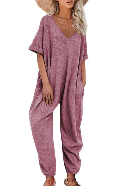 Nelia - v neck loose jumpsuits - ZyraLux