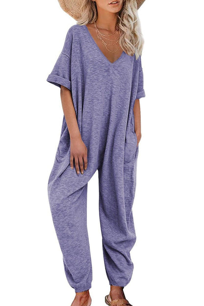 Nelia - v neck loose jumpsuits - ZyraLux