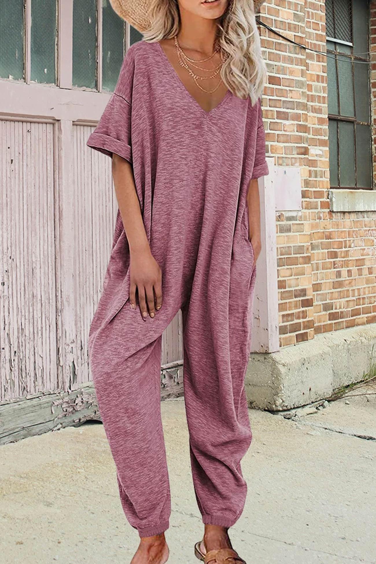 Nelia - v neck loose jumpsuits - ZyraLux