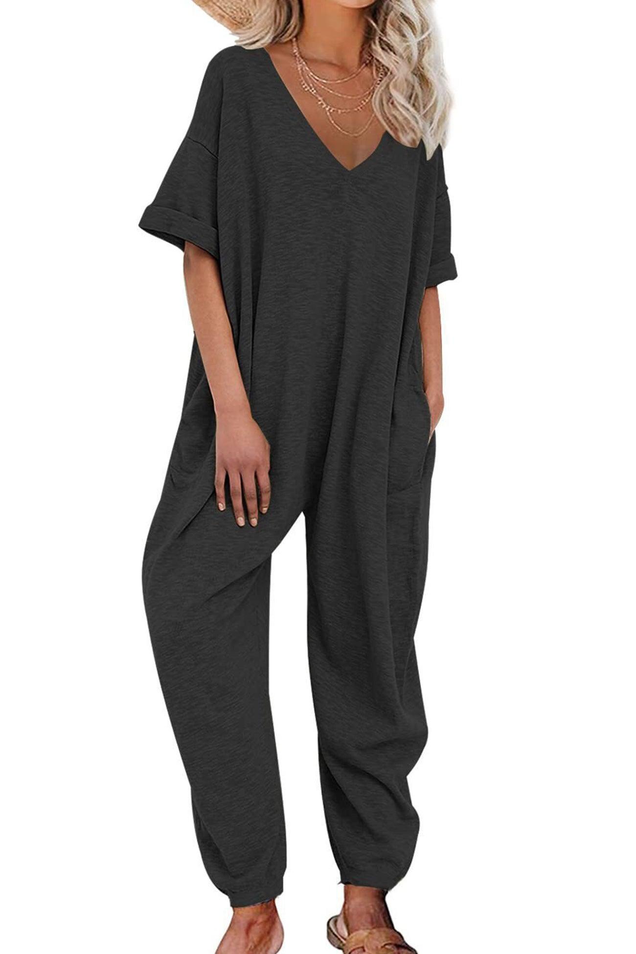 Nelia - v neck loose jumpsuits - ZyraLux