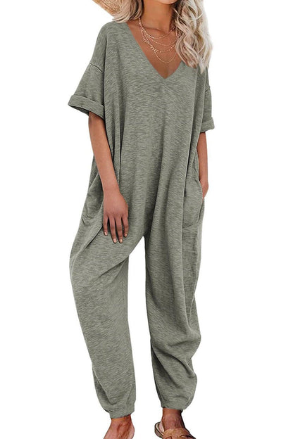 Nelia - v neck loose jumpsuits - ZyraLux