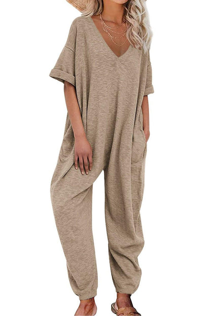 Nelia - v neck loose jumpsuits - ZyraLux