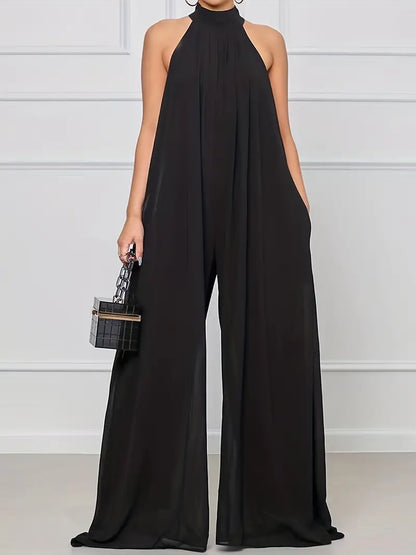 Effen jumpsuit met ruches