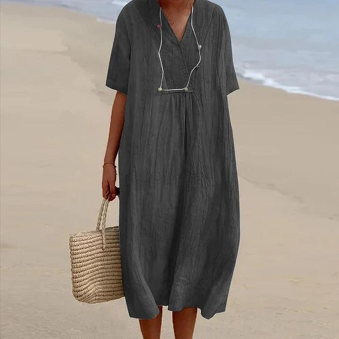 Relaxed Beach Dress | Multi | Linen | Perfect for Beach Days - ZyraLux Kleding en accessoires