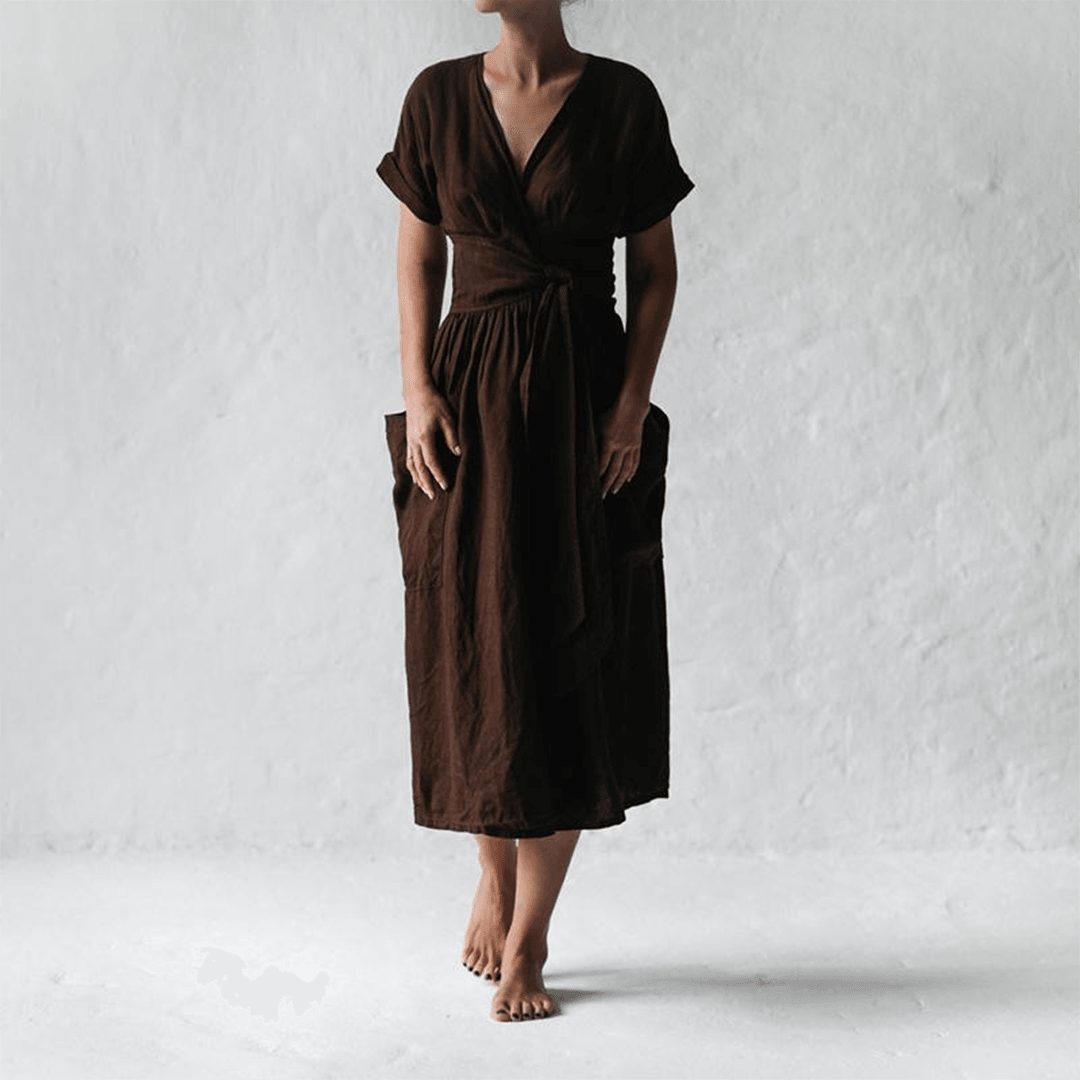 Aveline | Relaxed V-Neck Dress - ZyraLux