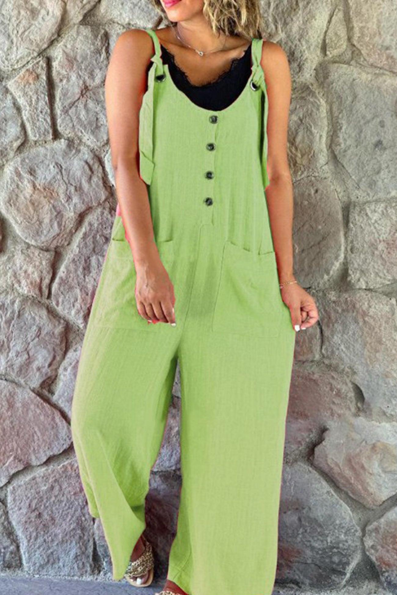 Lena - button straps solid jumpsuits - ZyraLux