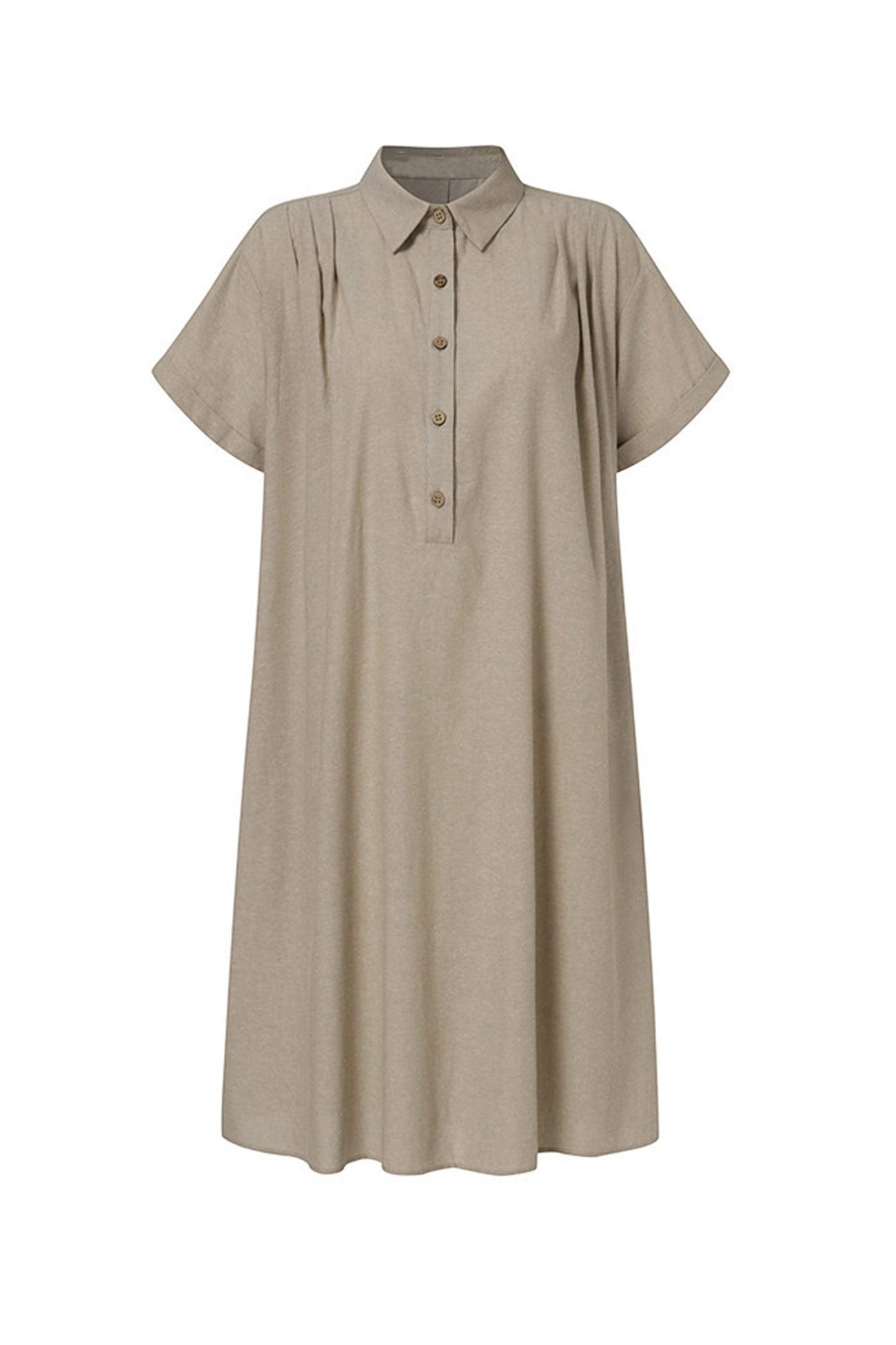 Neky - button-down cotton linen beach dress - ZyraLux