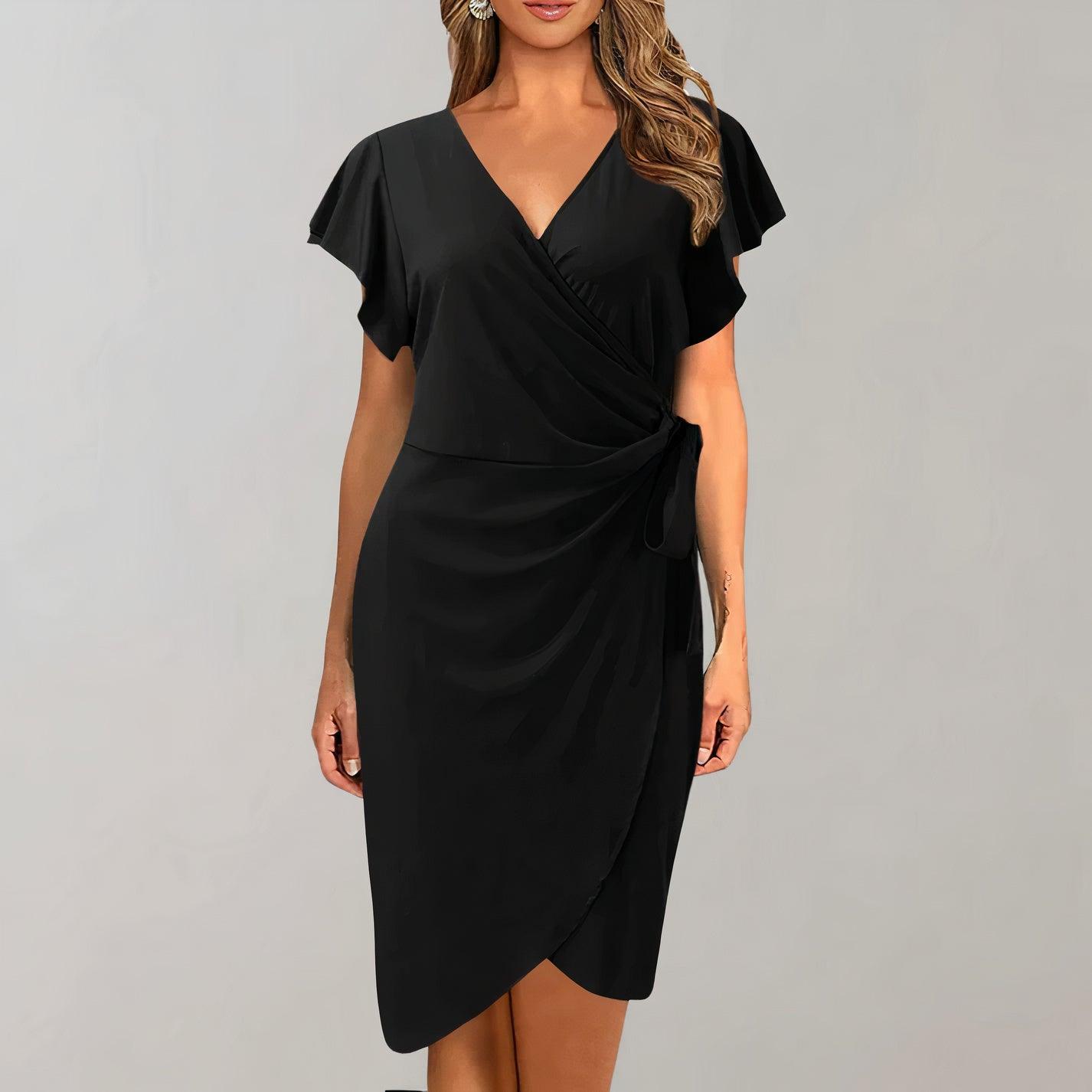 Elegant Wrap Dress | Navy | Polyester | Sophisticated and Stylish - ZyraLux Kleding en accessoires