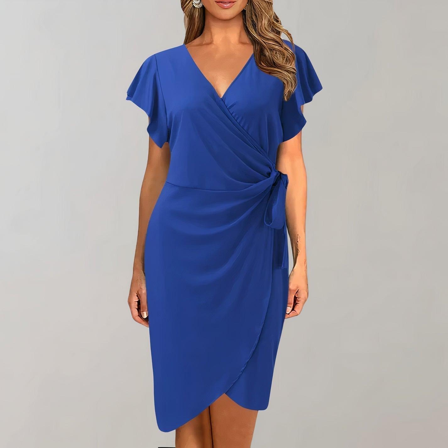 Elegant Wrap Dress | Navy | Polyester | Sophisticated and Stylish - ZyraLux Kleding en accessoires