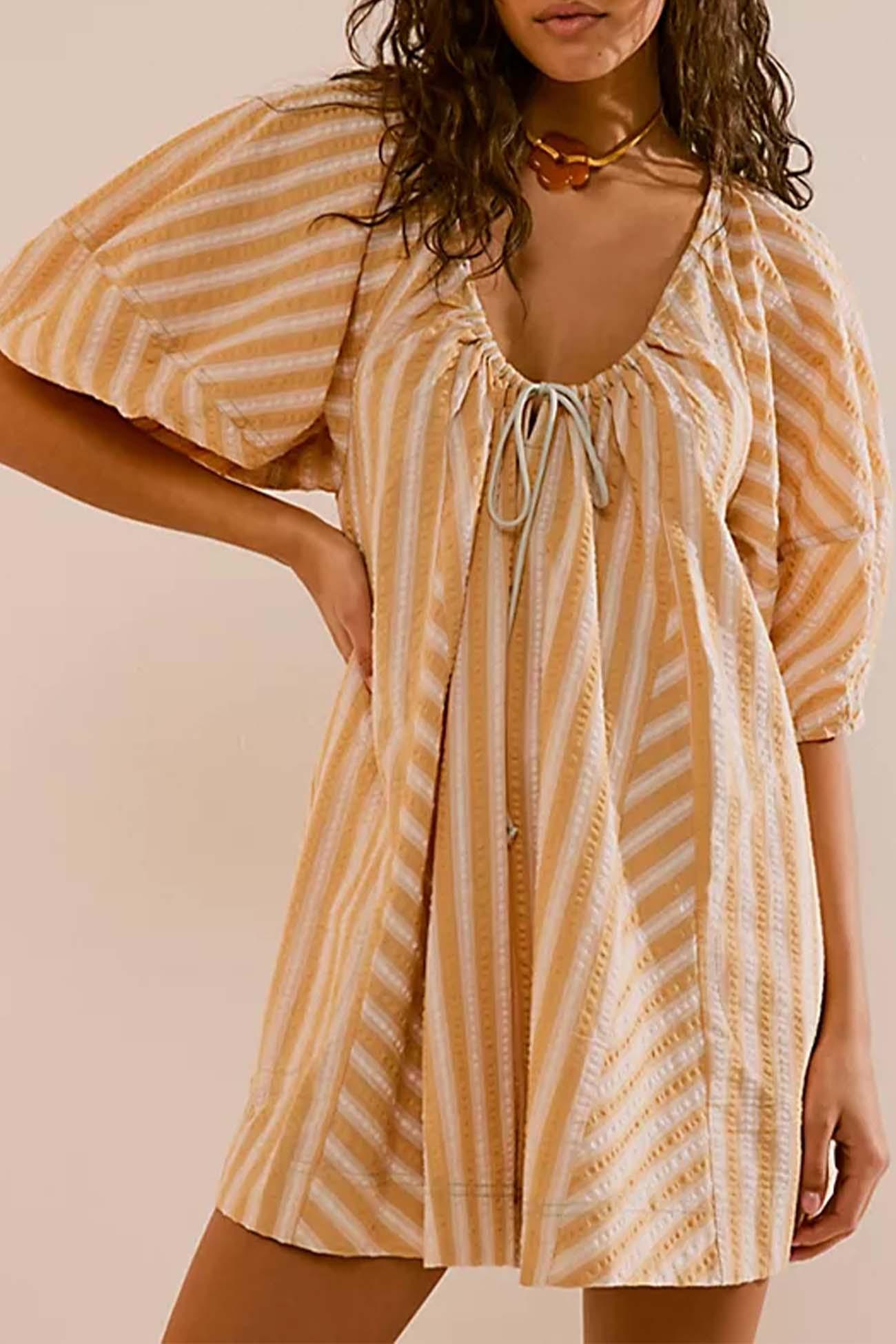 Alicia - contrast stripe drawstring rompers - ZyraLux