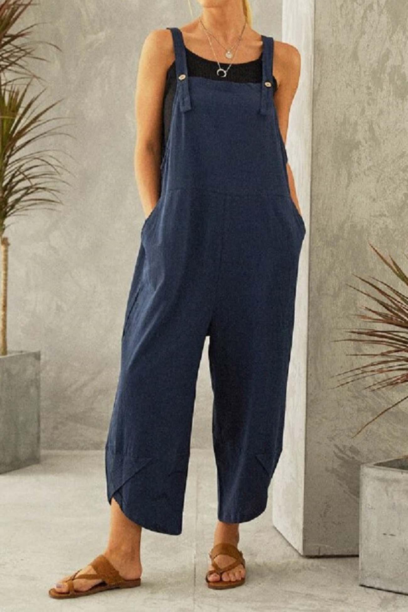 Malia - sleeveless wide leg strappy jumpsuit - ZyraLux