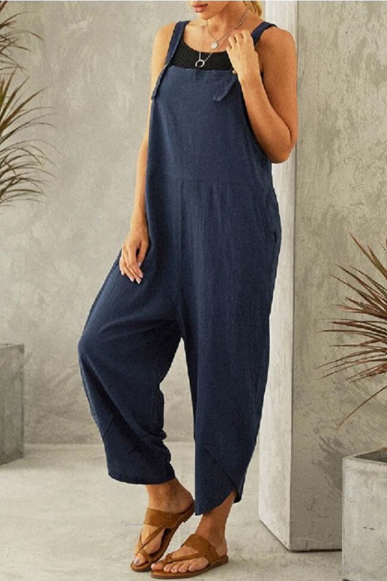 Malia - sleeveless wide leg strappy jumpsuit - ZyraLux