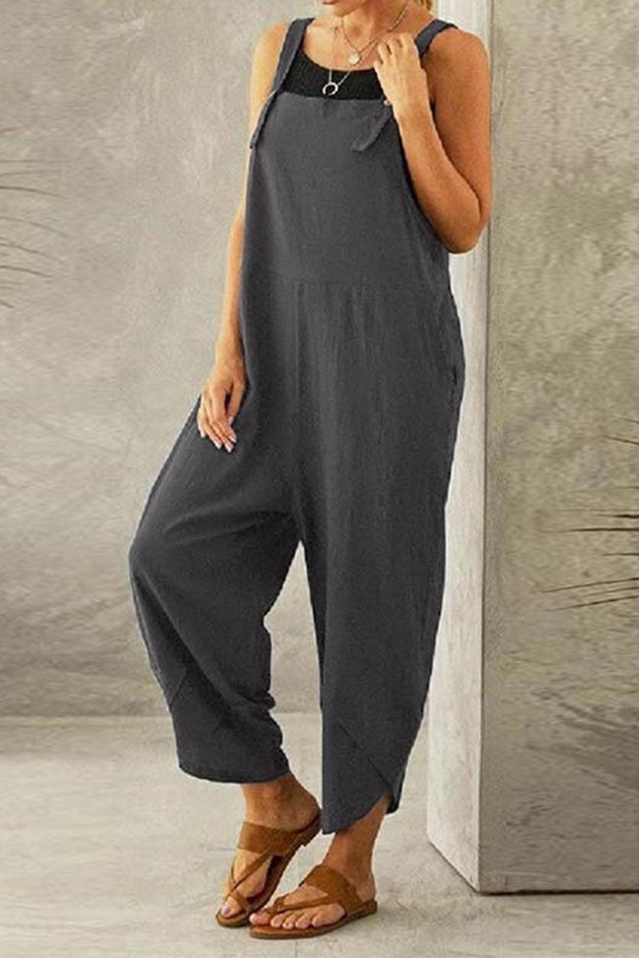 Malia - sleeveless wide leg strappy jumpsuit - ZyraLux