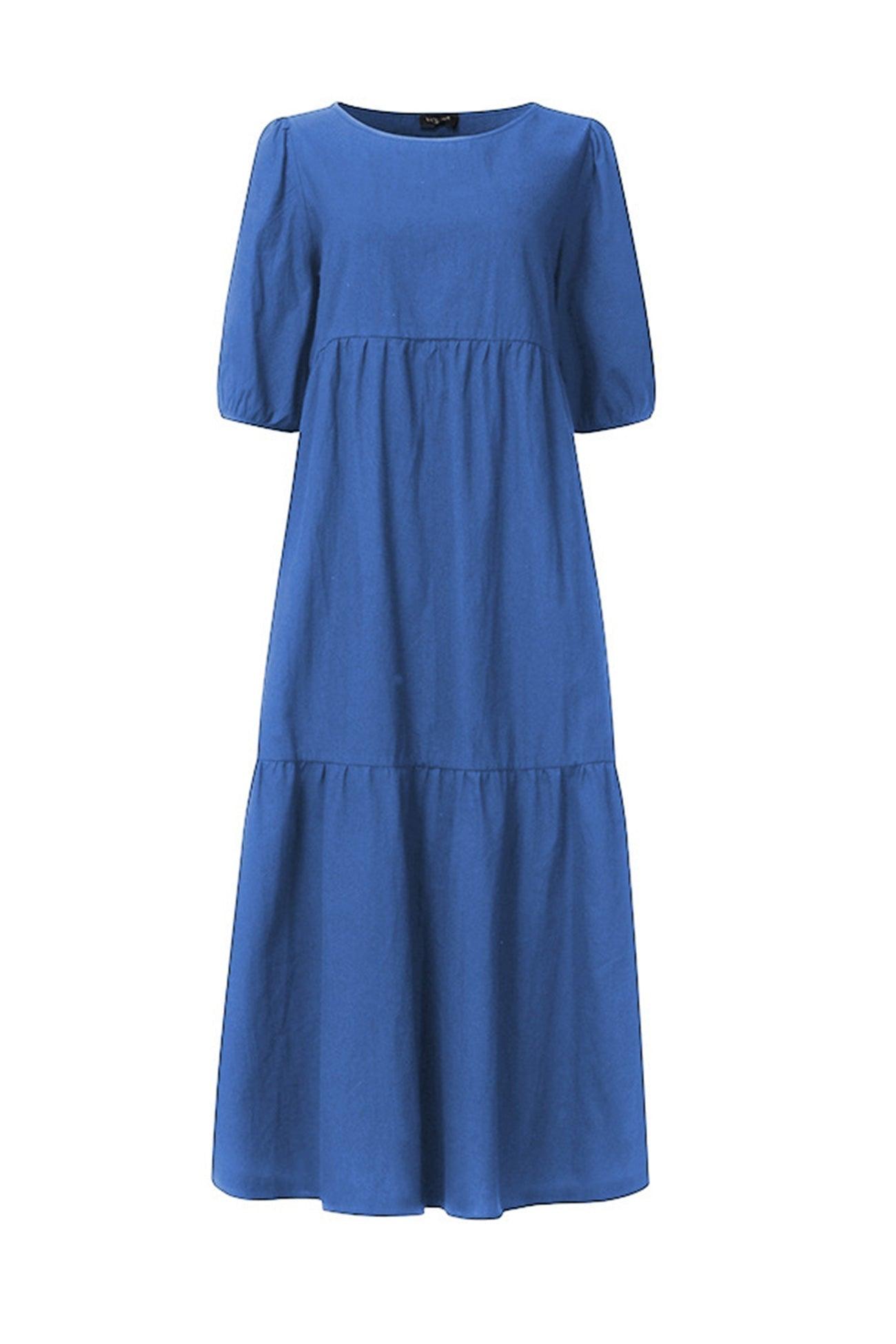 Moana - crew neck cotton tiered dress - ZyraLux