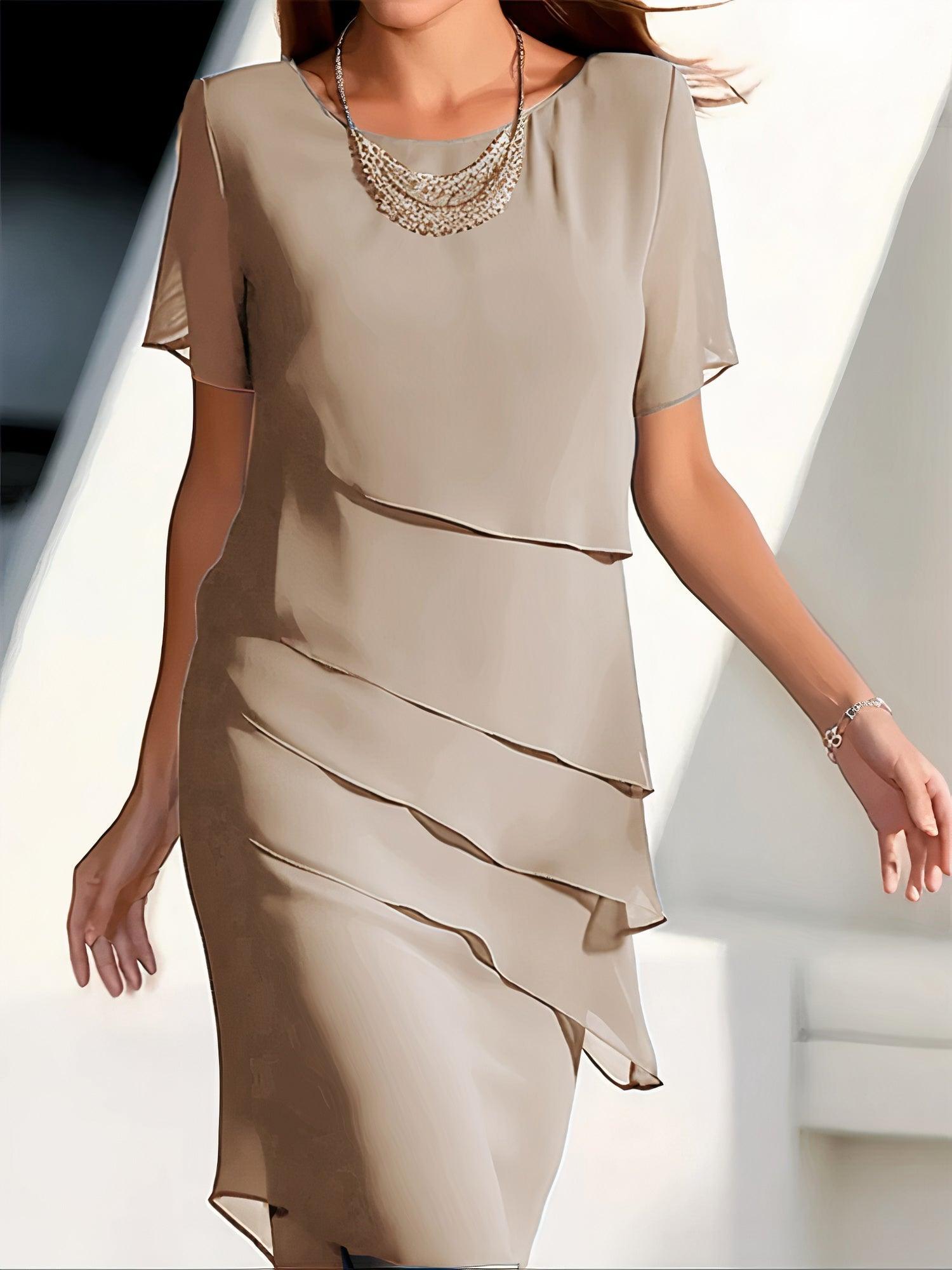 Elegant Pleated Chiffon Dress by Daria - Luxury Quality - ZyraLux Kleider