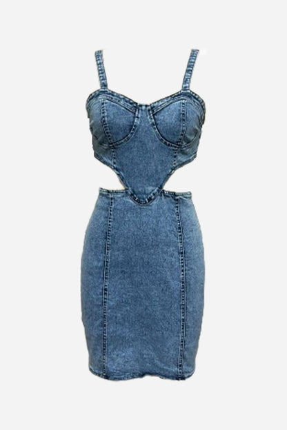 Carmen - denim cutout cami dress - ZyraLux