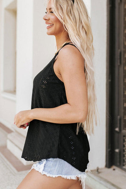 Lexa - eyelet strappy scoop tank top - ZyraLux