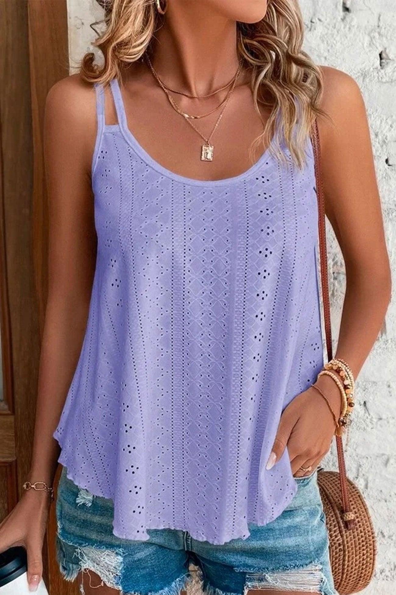 Lexa - eyelet strappy scoop tank top - ZyraLux