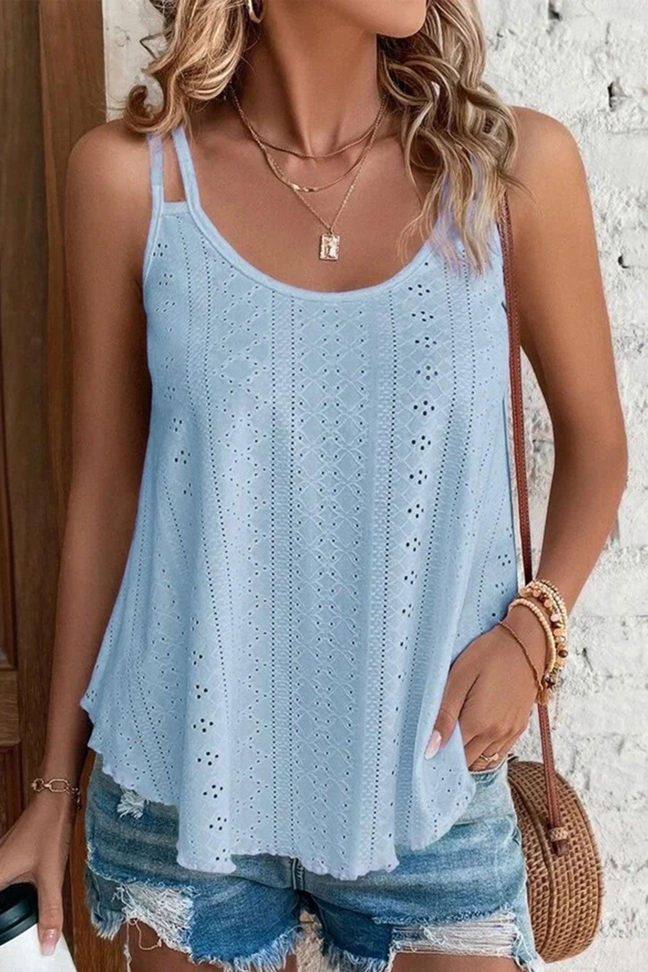 Lexa - eyelet strappy scoop tank top - ZyraLux