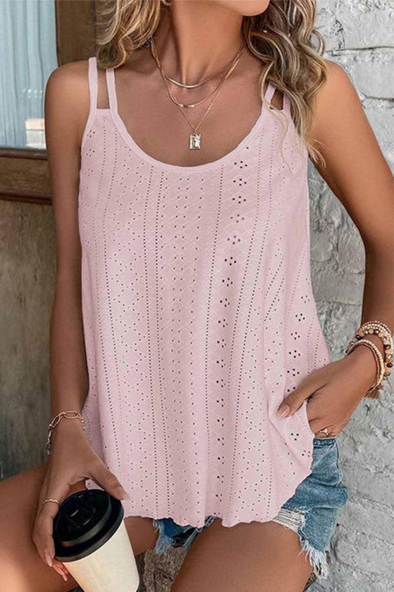 Lexa - eyelet strappy scoop tank top - ZyraLux