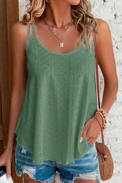 Lexa - eyelet strappy scoop tank top - ZyraLux