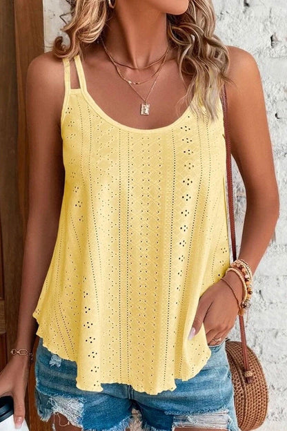 Lexa - eyelet strappy scoop tank top - ZyraLux