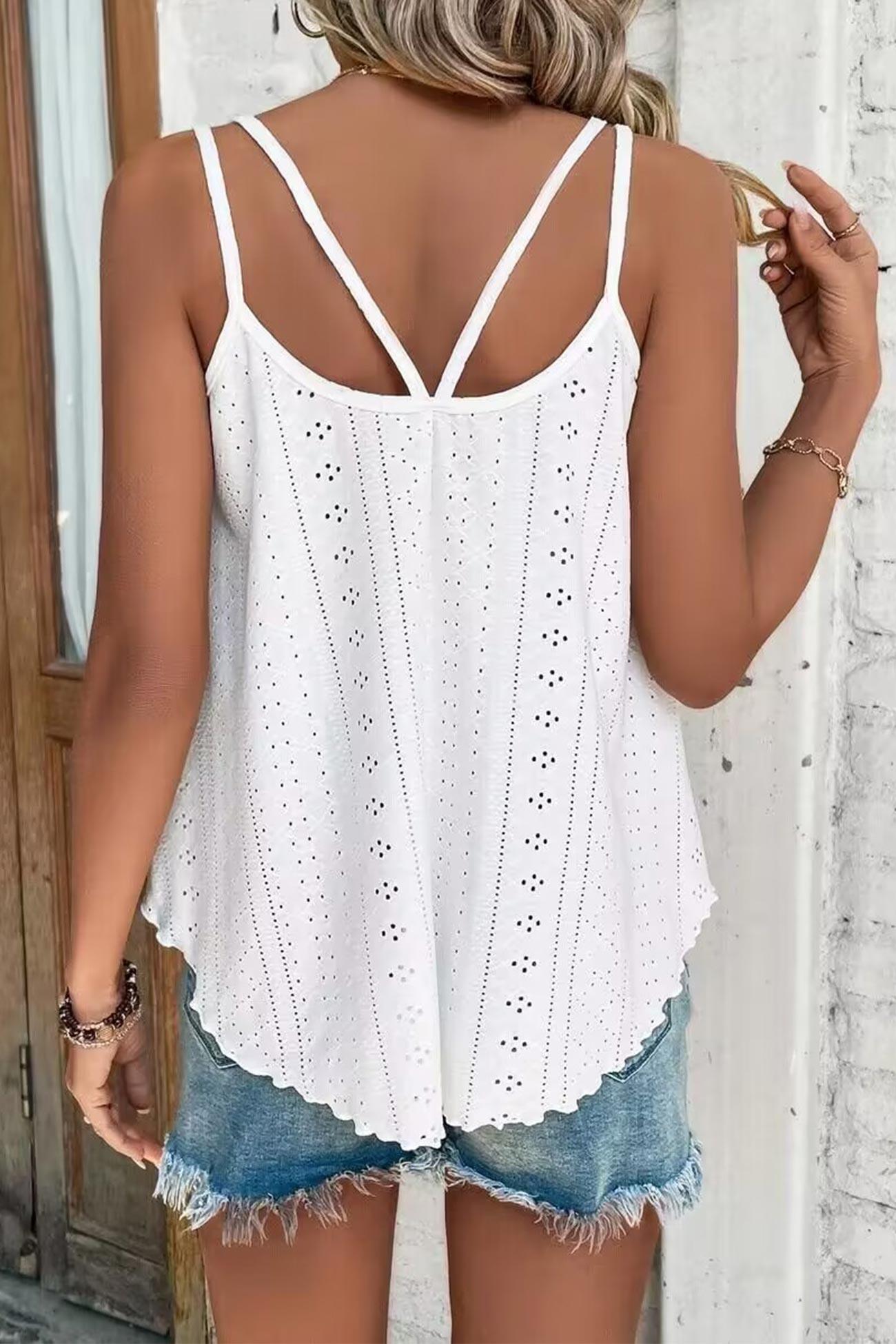 Lexa - eyelet strappy scoop tank top - ZyraLux