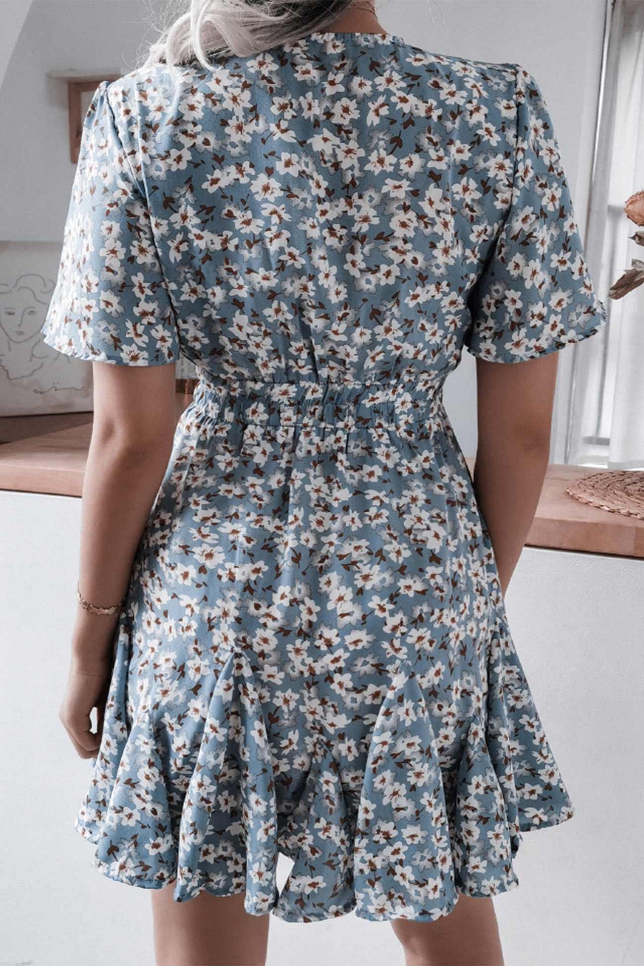 Kaye - floral print chiffon mini dress - ZyraLux