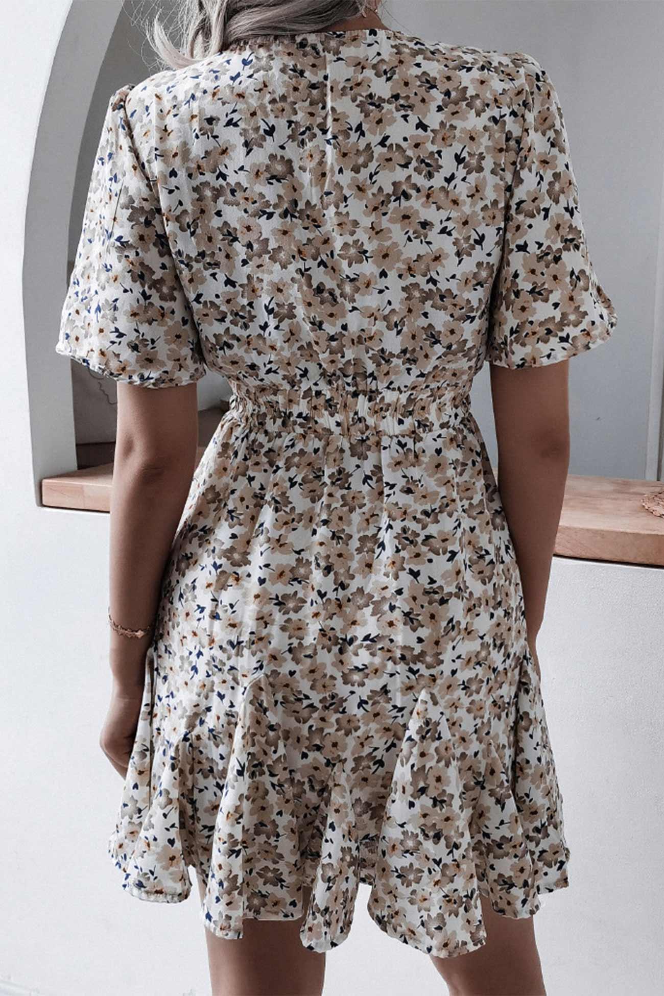 Kaye - floral print chiffon mini dress - ZyraLux