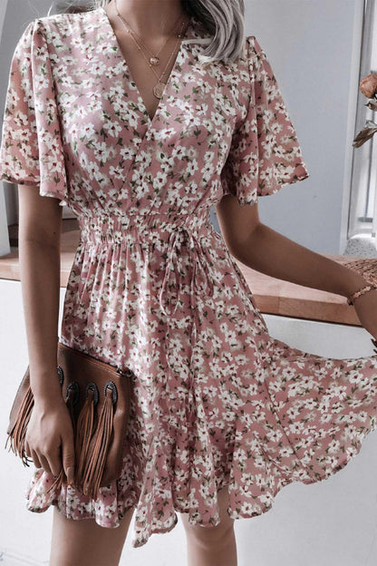 Kaye - floral print chiffon mini dress - ZyraLux