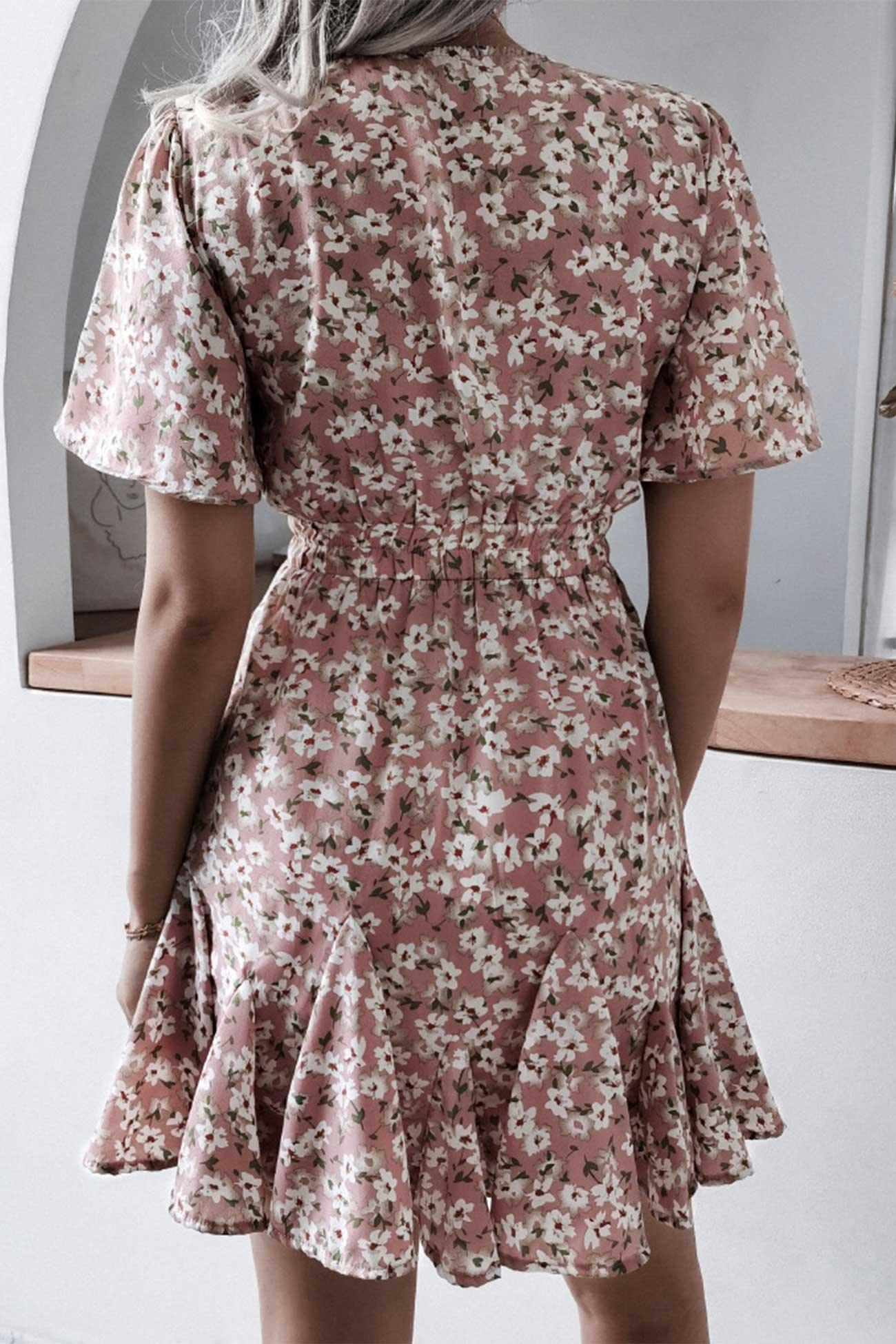 Kaye - floral print chiffon mini dress - ZyraLux