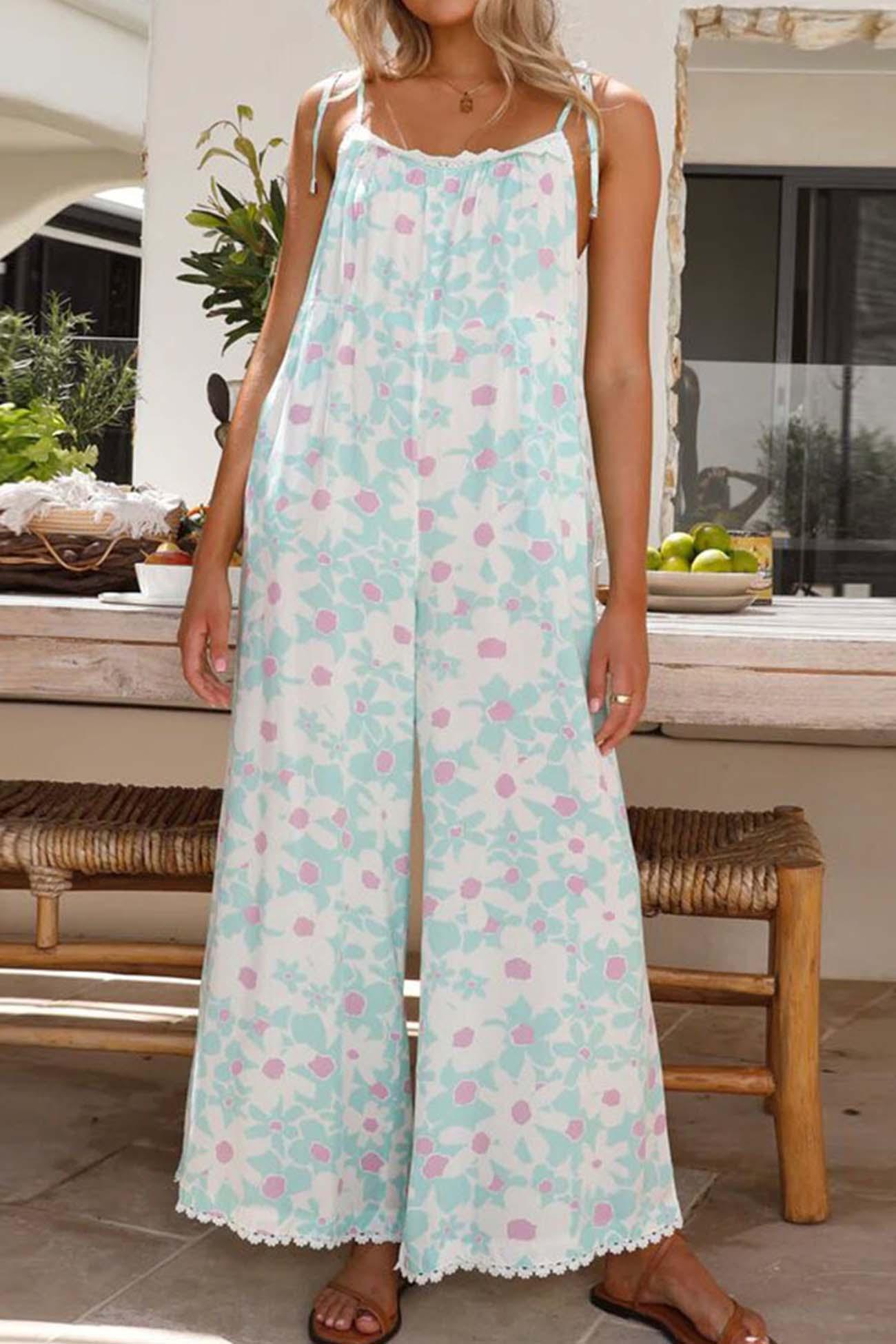 Laura - floral printed sleeveless wide-leg jumpsuit - ZyraLux