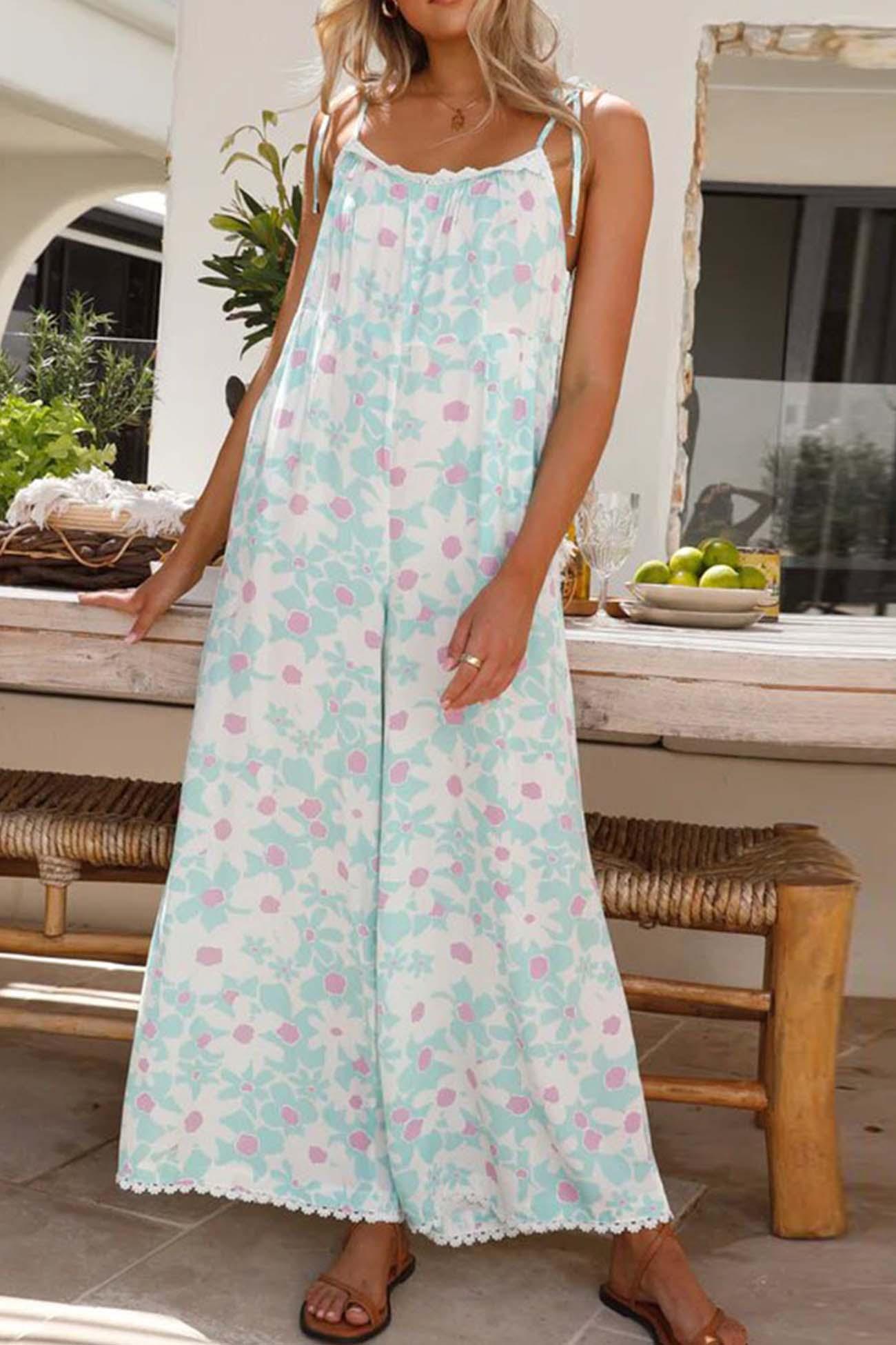 Laura - floral printed sleeveless wide-leg jumpsuit - ZyraLux