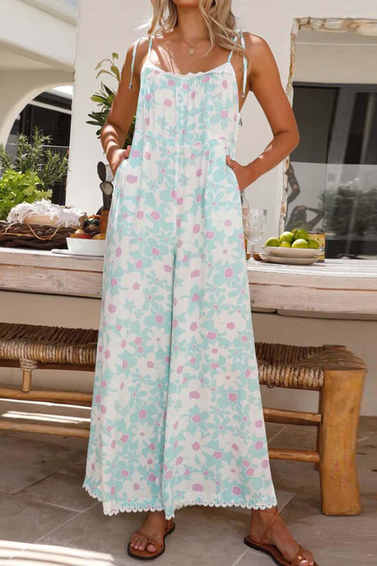 Laura - floral printed sleeveless wide-leg jumpsuit - ZyraLux