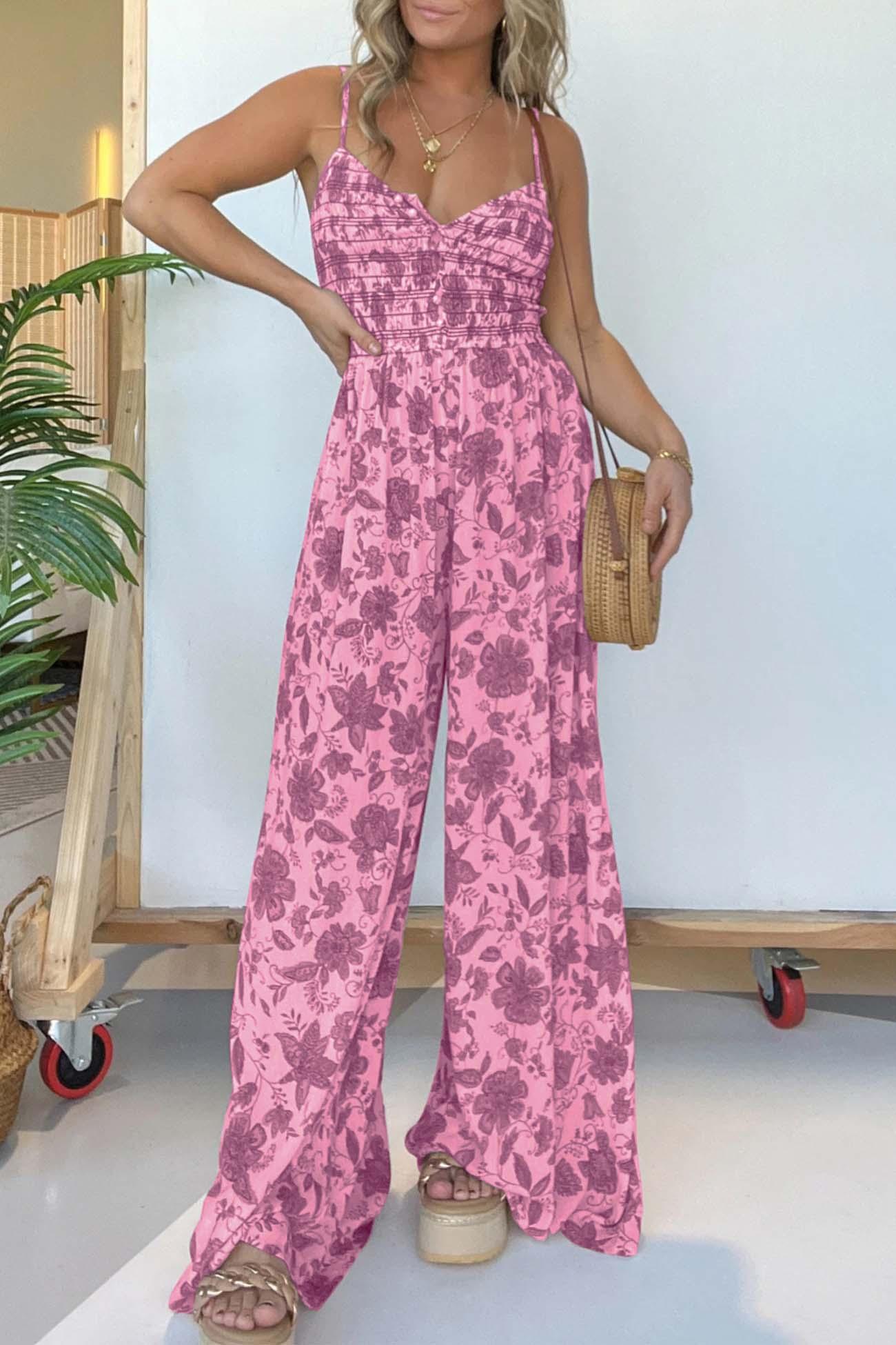 Nadine - floral sleeveless v-neck wide-leg jumpsuit - ZyraLux