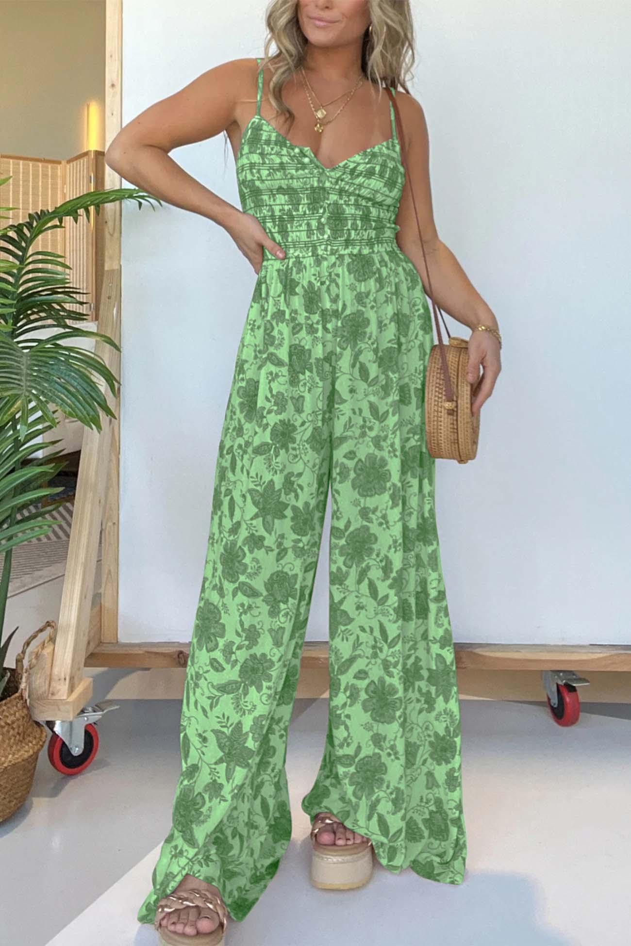 Nadine - floral sleeveless v-neck wide-leg jumpsuit - ZyraLux