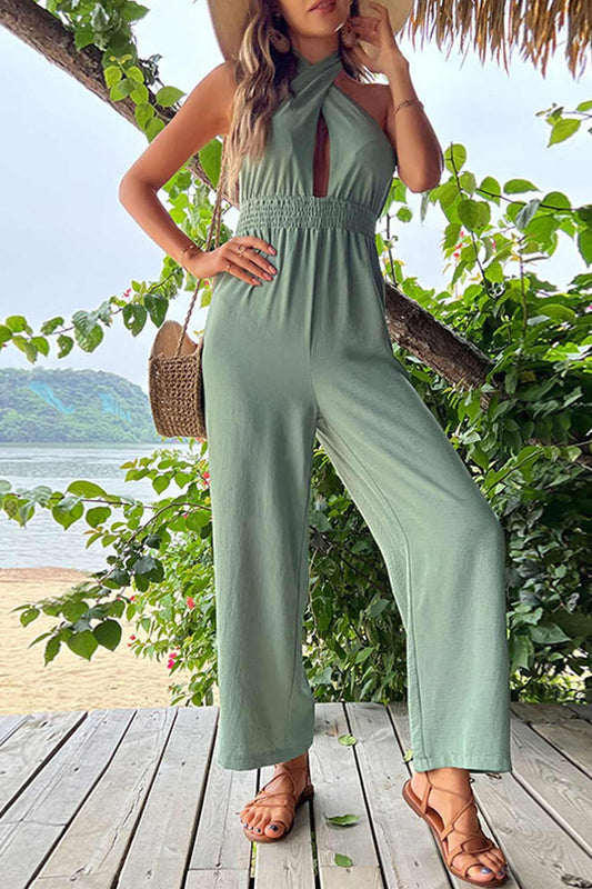 Aina - tie-back cutout high waist jumpsuits - ZyraLux