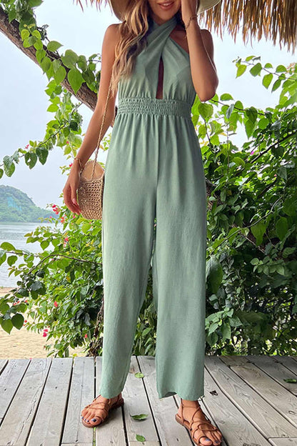 Aina - tie-back cutout high waist jumpsuits - ZyraLux