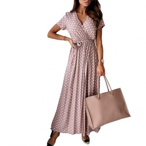 Kaia - Polka Dot Wrap Maxi Dress - ZyraLux