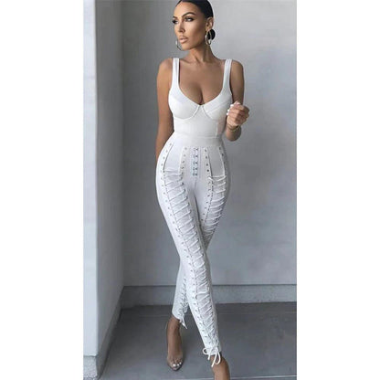 Modish High Quality White Sleeveless Weaving Rayon Jumpsuit - ZyraLux