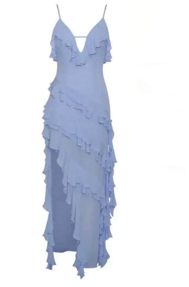 Ocean Dream Dress | Blue | Formal | Chiffon - ZyraLux Kleding en accessoires