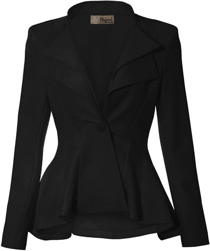 Business Chic Mint Peplum Style Long Sleeve Lapel Blazer - ZyraLux