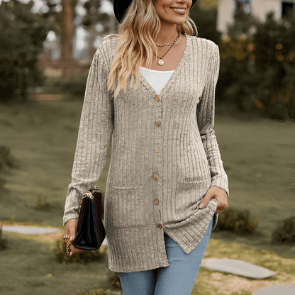 Jennifer - V-Neck Knitted Cardigan - ZyraLux