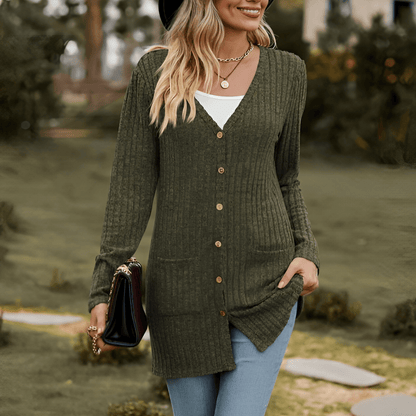 Jennifer - V-Neck Knitted Cardigan - ZyraLux