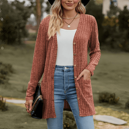 Jennifer - V-Neck Knitted Cardigan - ZyraLux