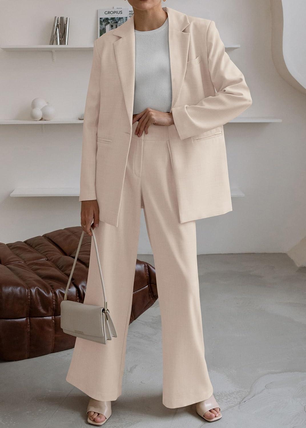 Sophisticated Working Woman Pink Blazer & Pants Suit Set - ZyraLux